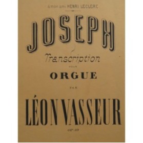 MÉHUL Joseph Léon Vasseur Orgue Harmonium ca1867