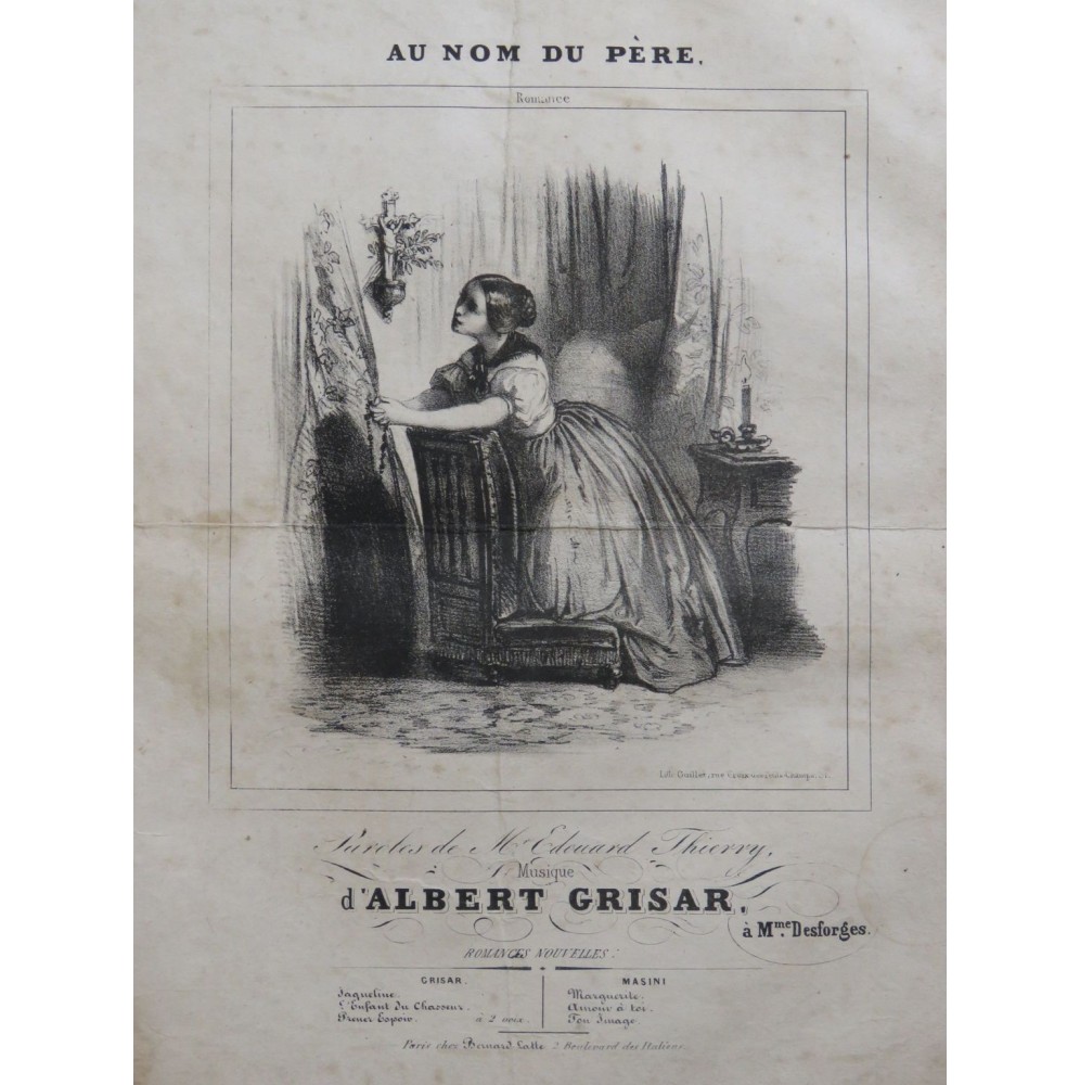 GRISAR Albert Au Nom du Père Chant Piano ca1840