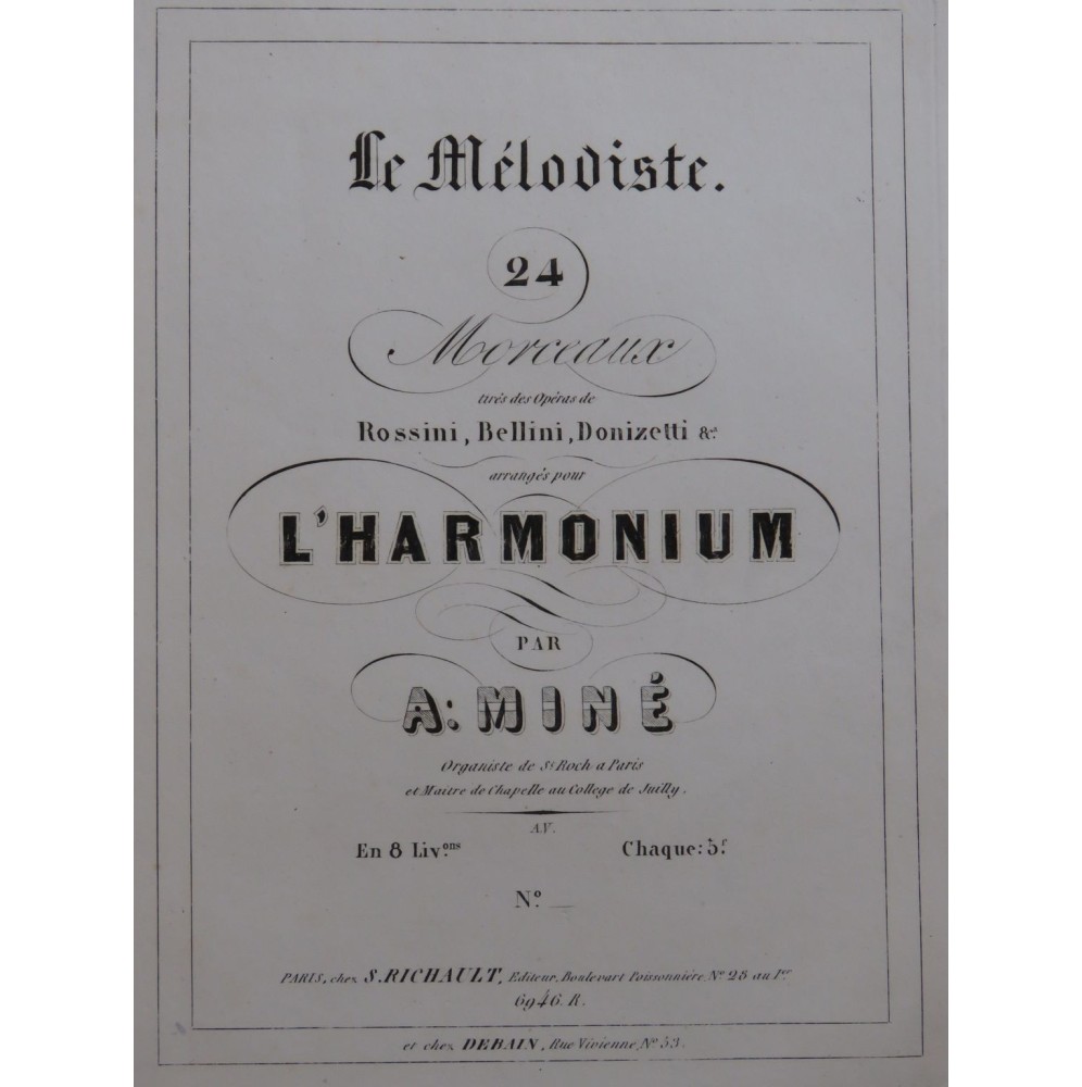 DONIZETTI BELLINI Pièces pour Harmonium ca1845
