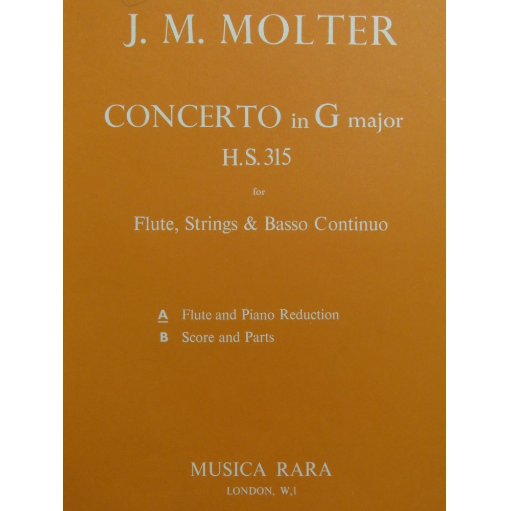 MOLTER Johann Melchior Concerto in G Major Piano Flûte 1976