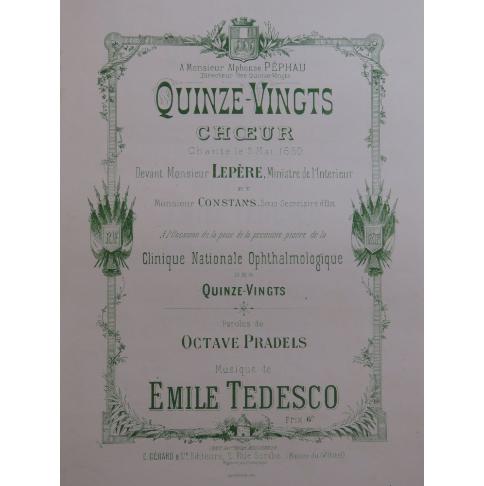 TEDESCO Emile Quinze-Vingts Chant Piano 1880