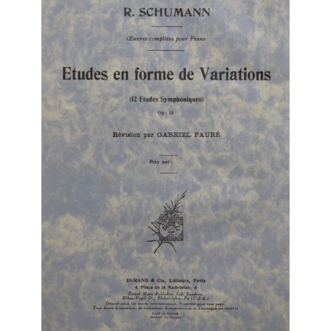SCHUMANN Robert Etudes en forme de Variations op 13 Piano 1949