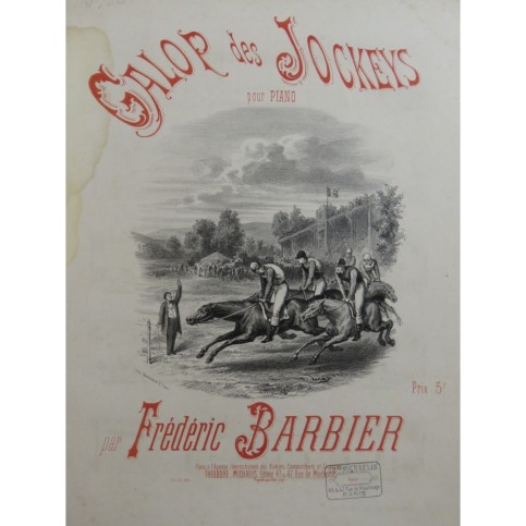 BARBIER Frédéric Galop des Jockeys Piano 1879