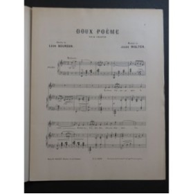 WALTER Jules Doux Poème Chant Piano ca1903