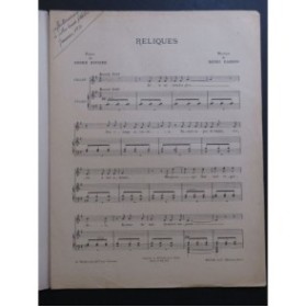 RABAUD Henri Reliques Chant Piano 1922