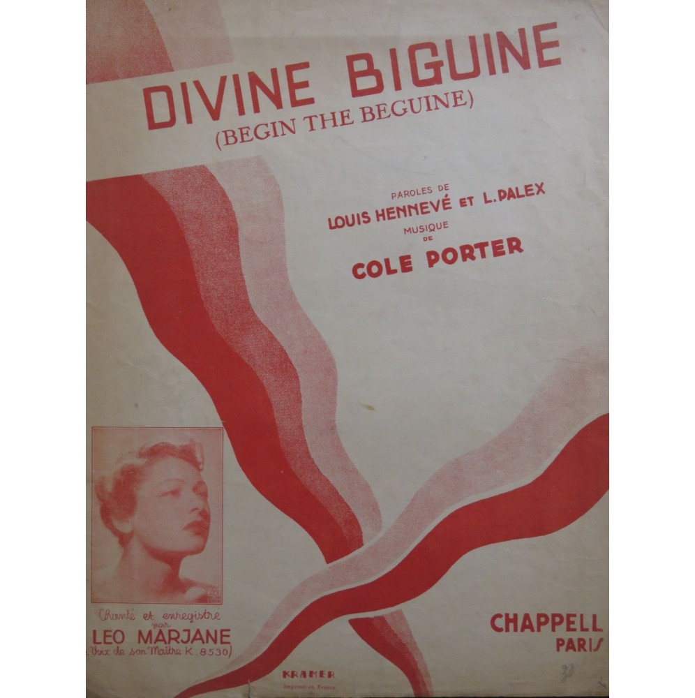 PORTER Cole Divine Biguine Chant Piano 1935