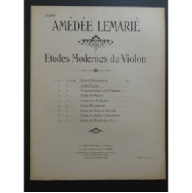 LEMARIÉ Amédée Etudes Faciles op 81 Violon 1912