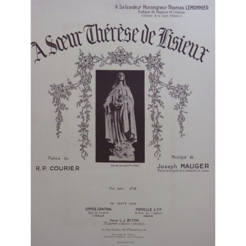 MAUGER Joseph A Sœur Thérèse de Lisieux Chant Piano