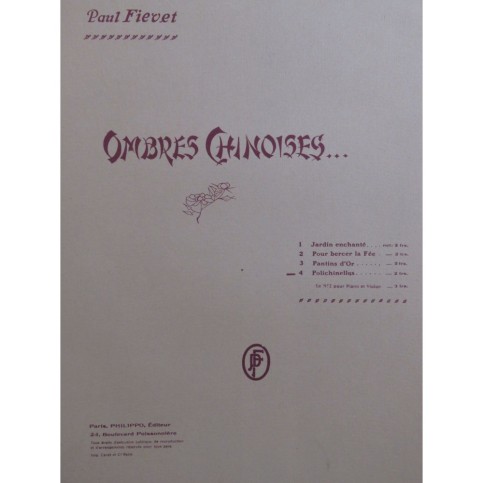 FIÉVET Paul Ombres Chinoises No 4 Polichinelles Piano 1921