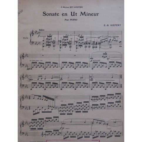 SIEFERT E.-B. Sonate en Ut Mineur Piano