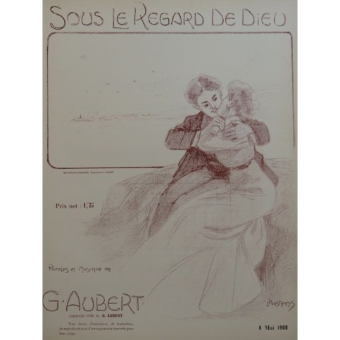 AUBERT Gaston Sous le regard de Dieu Pousthomis Piano Chant 1909