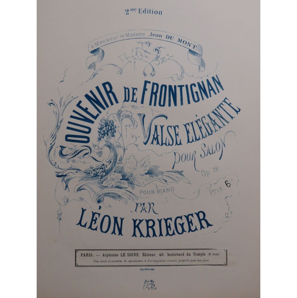 KRIEGER Léon Souvenir de Frontignan Piano