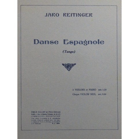 REITINGER Jaro Danse Espagnole Tango Piano 2 Violons