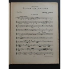 LEMARIÉ Amédée Etudes aux Positions op 84 Violon 1912