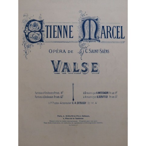 SAINT-SAËNS Camille Etienne Marcel Ballet Valse Piano 4 mains ca1900
