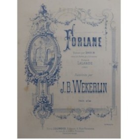 WEKERLIN J. B. Forlane Lalande Piano ca1880