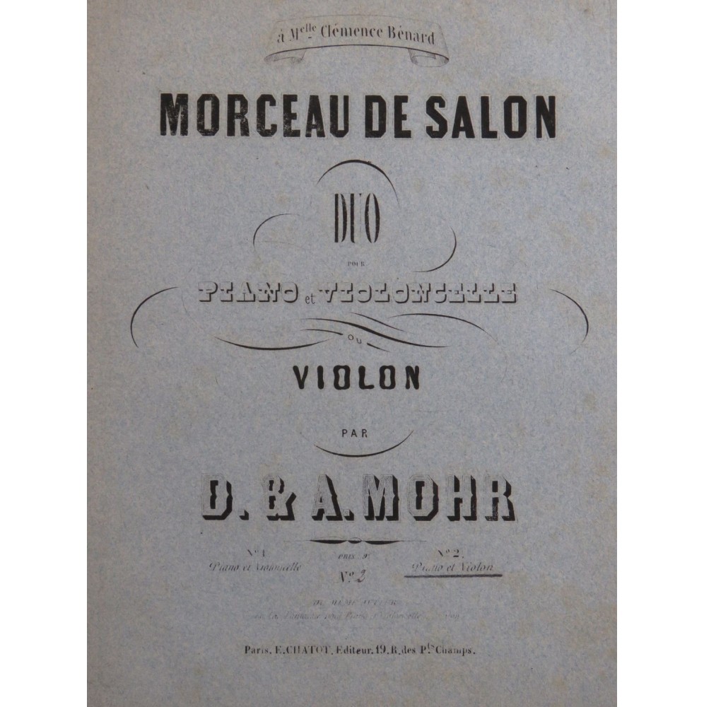 MOHR D. et A. Morceau de Salon Duo Piano Violon ca1870