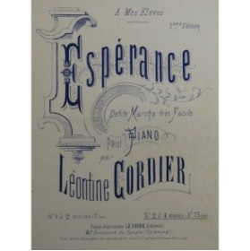 CORDIER Léontine Espérance Piano 4 mains