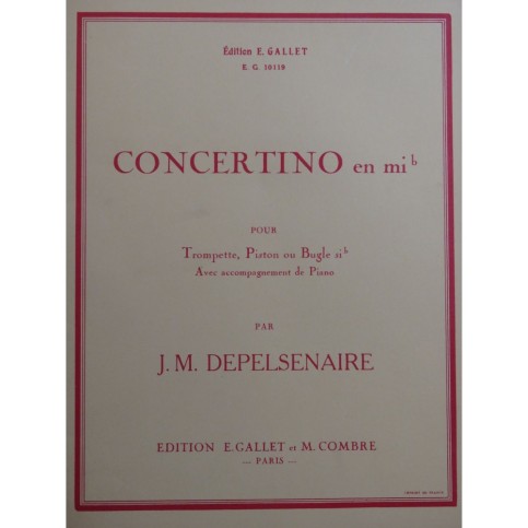 DEPELSENAIRE Jean-Marie Concertino en Mi b Trompette en Ut Piano 1959