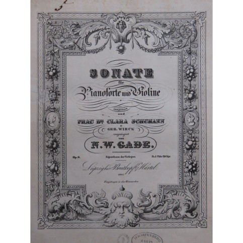 GADE N. W. Sonate op 6 Piano Violon ca1843