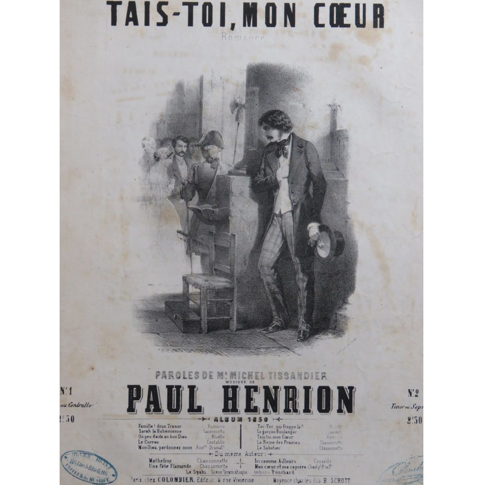 HENRION Paul Tais-toi mon coeur Chant Piano 1850