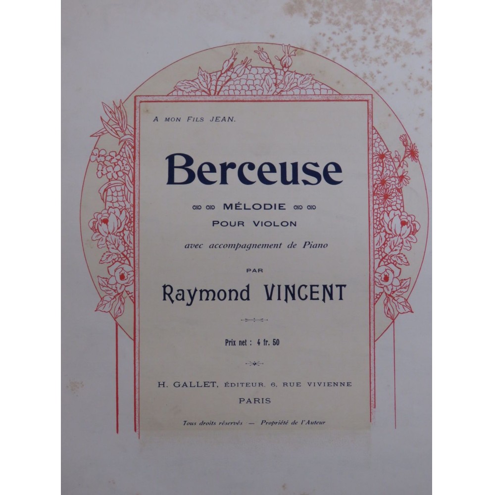 VINCENT Raymond Berceuse Violon Piano