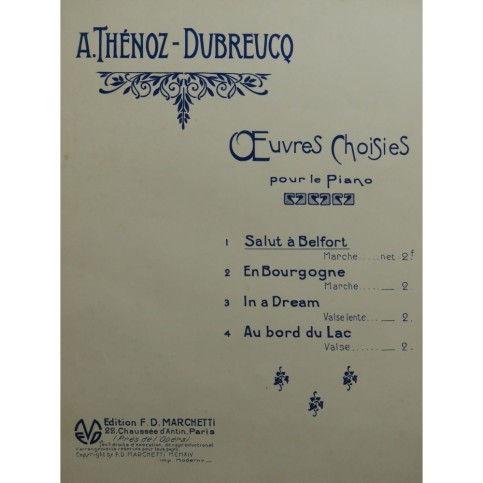 THÉNOZ-DUBREUCQ A. Salut à Belfort Piano 1914