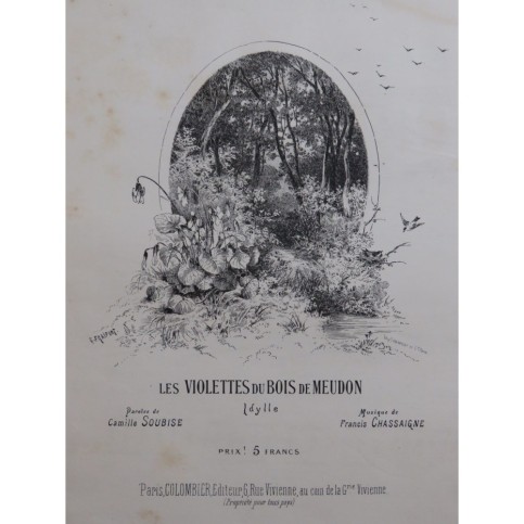 CHASSAIGNE Francis Les Violettes du Bois de Meudon Chant Piano ca1887