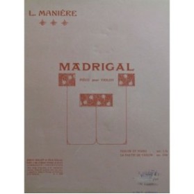 MANIÈRE L. Madrigal Violon Piano ca1925