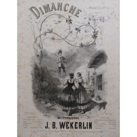 WEKERLIN J. B. Dimanche Piano Chant 1866