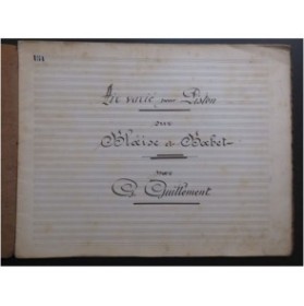GUILLEMENT P. Air Varié pour Piston sur Blaise et Babet Manuscrit Orchestre 1898