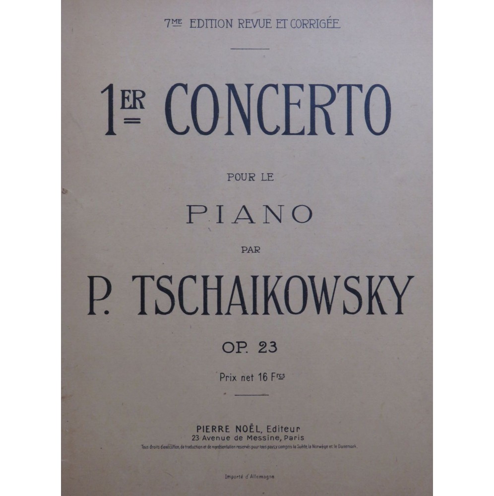 TSCHAIKOWSKY P. I. Concerto No 1 pour deux Pianos à 4 mains