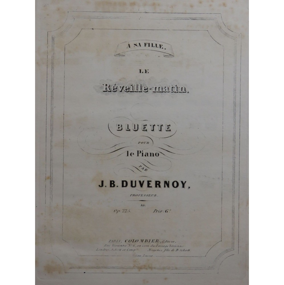 DUVERNOY J. B. Le Réveille-matin Piano ca1855