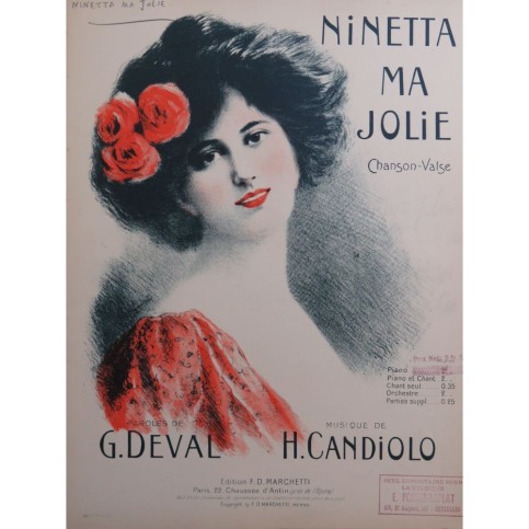 CANDIOLO H. Ninetta ma Jolie Chant Piano 1912