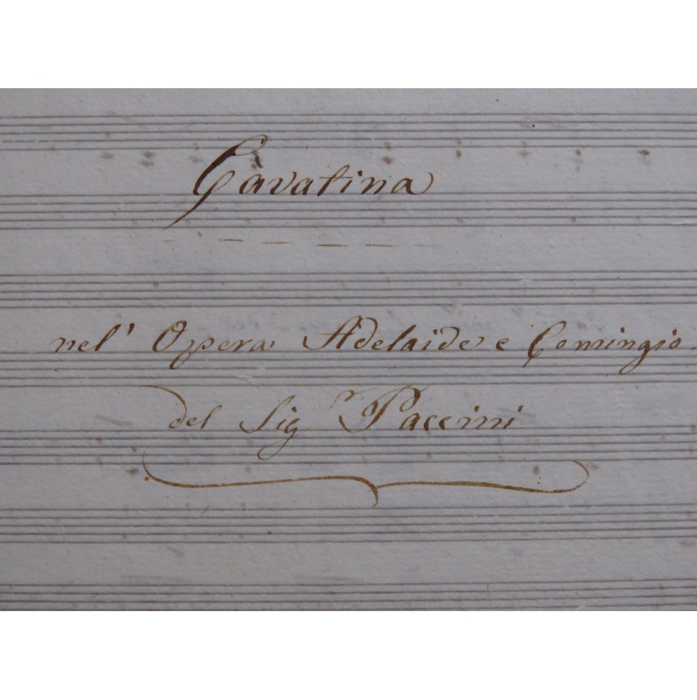 PACINI Giovanni Adelaide e Comingio Cavatina Manuscrit Chant Piano ca1820