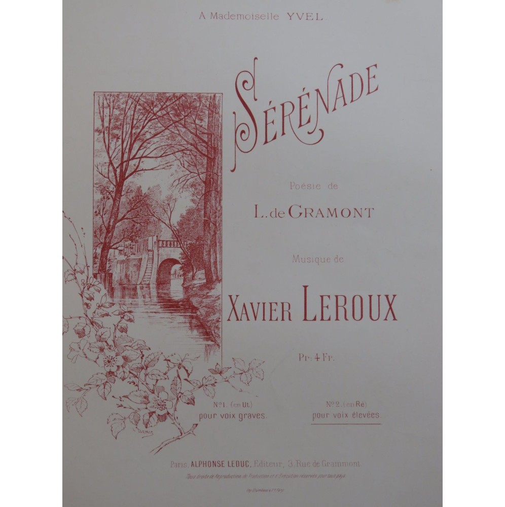 LEROUX Xavier Sérénade Chant Piano ca1895