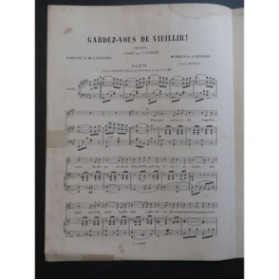 RENARD A. Gardez-vous de vieillir ! Nanteuil Chant Piano ca1870