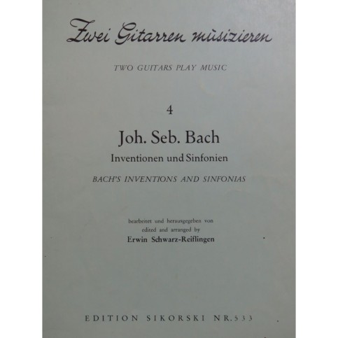 BACH J. S. Inventionen und Sinfonien pour 2 Guitares 1960