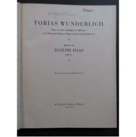 HAAS Joseph Tobias Wunderlich Opéra Chant Piano 1937
