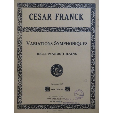 FRANCK César Variations Symphoniques 2 Pianos 4 mains 1944
