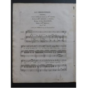 BLANCHARD Henri Le Chiffonnier Romance Chant Piano ca1830