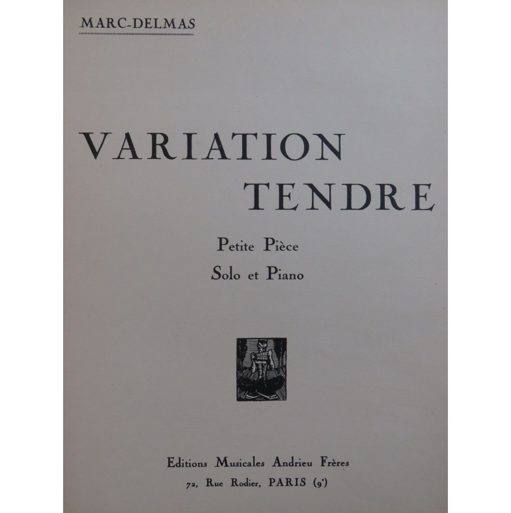 DELMAS Marc Variation Tendre Piano Clarinette ou Saxophone