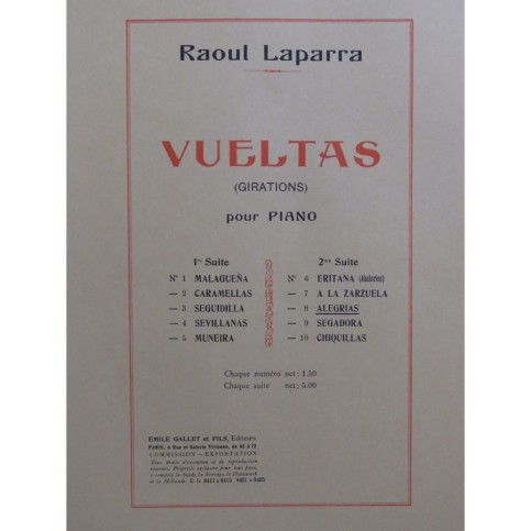 LAPARRA Raoul Alegrias Piano ca1925