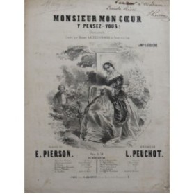 PEUCHOT Léon Monsieur Mon Coeur Dédicace Chant Piano ca1850