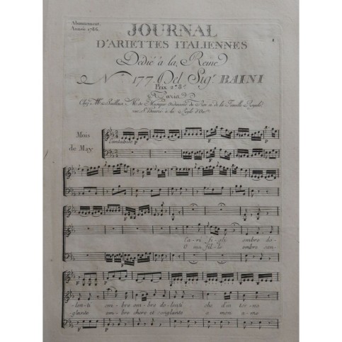 BAINI Lorenzo Cari Figli Chant Orchestre 1786