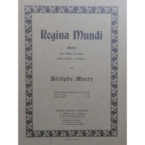 MARTY Adolphe Regina Mundi Chant Orgue Violon Harpe