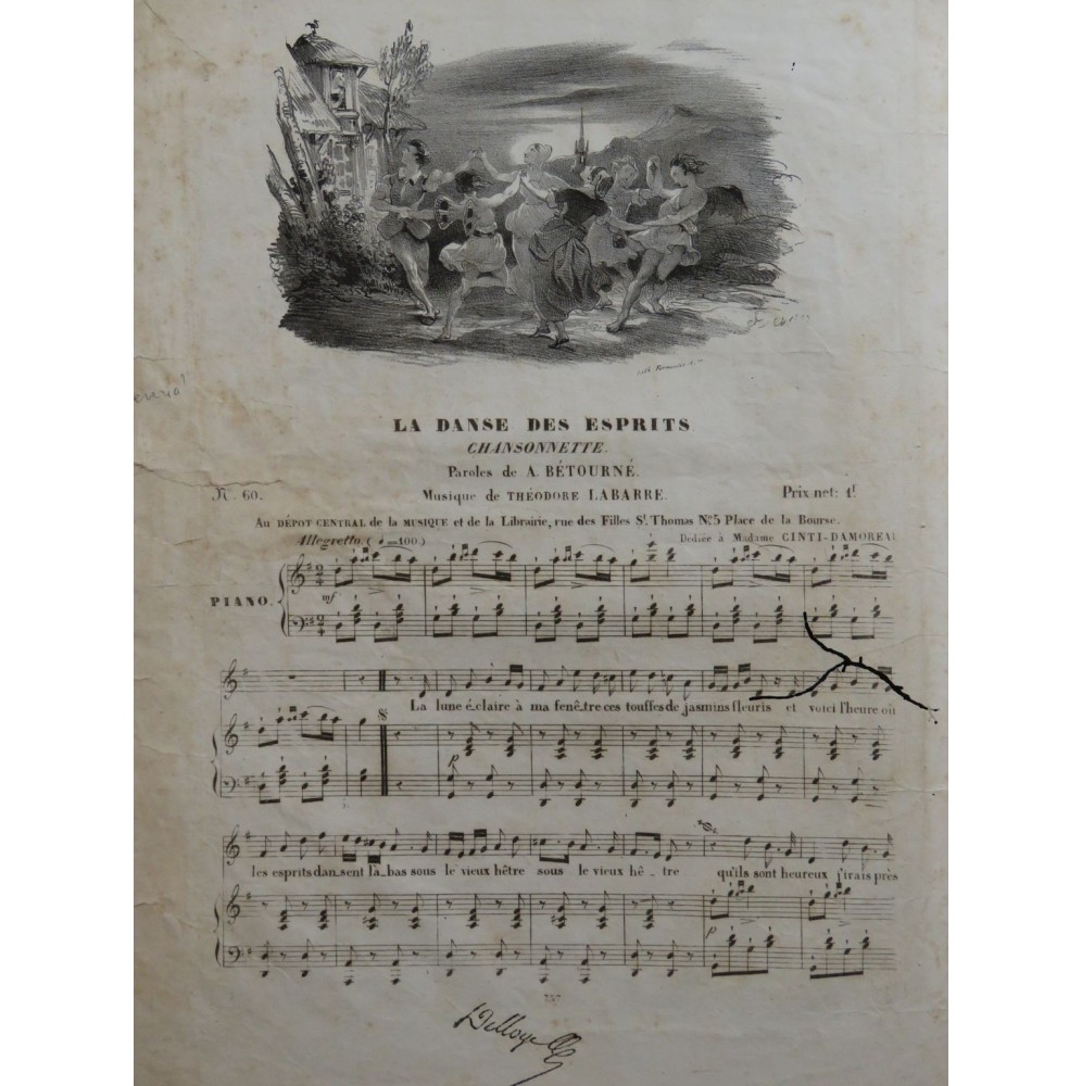 LABARRE Théodore La Danse des Esprits Chant Piano ca1830