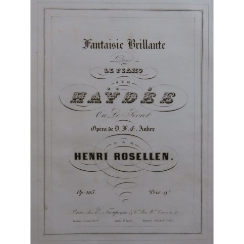 ROSELLEN Henri Fantaisie sur Haÿdée Auber Piano 1848