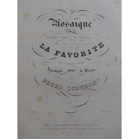 SCHUBERT Peter Mosaïque sur La Favorite Donizetti Piano ca1842