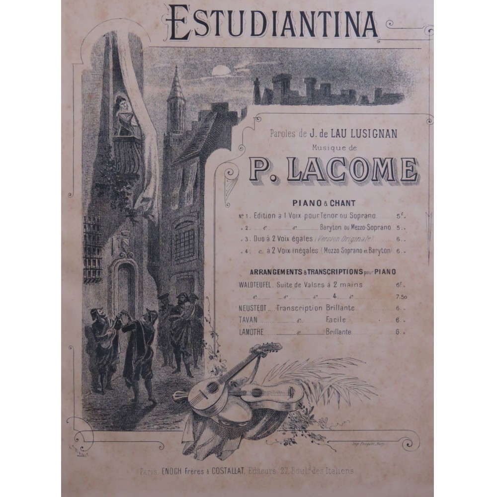 LAMOTHE Georges Estudiantina Paul Lacome Piano ca1884